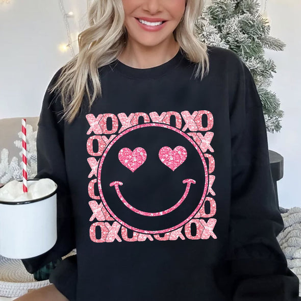 XoXo Smiley Face Sequins Glitter - DTF Transfer