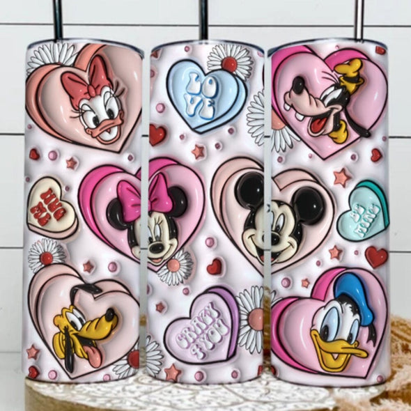 3D Inflated Cartoon Valentine - 20 oz Skinny Tumbler Sublimation Transfers