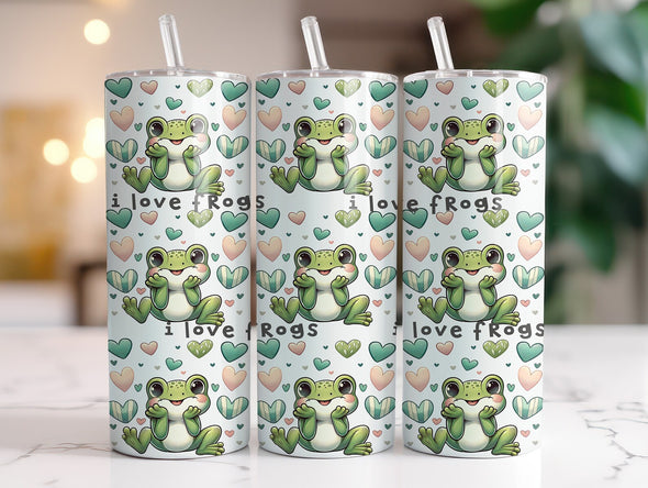 I Love Frogs  -  20 oz Skinny Tumbler Sublimation Transfers