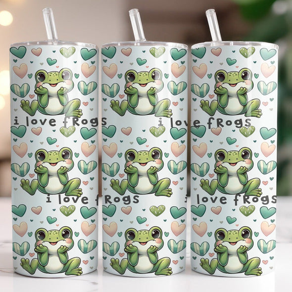 I Love Frogs  -  20 oz Skinny Tumbler Sublimation Transfers