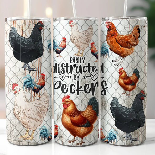 Funny Chicken - 20 oz Skinny Tumbler Sublimation Transfers