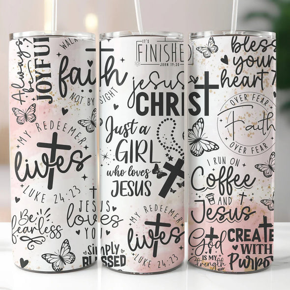Christian Affirmations - 20 oz Skinny Tumbler Sublimation Transfers
