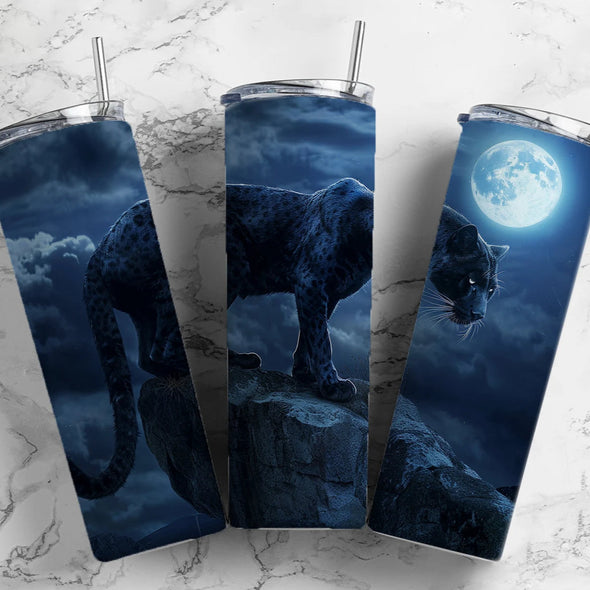 Black Panther Moon Full  - 20 oz Skinny Tumbler Sublimation Transfers