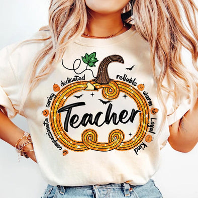Fall Pumpkin Teacher - DTF Transfer