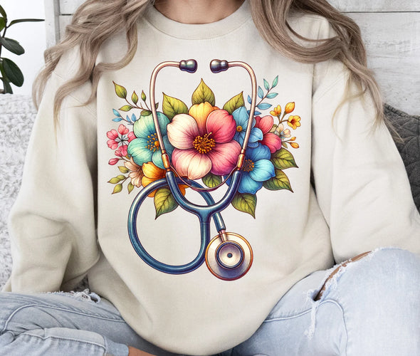 Floral Stethoscope  - DTF