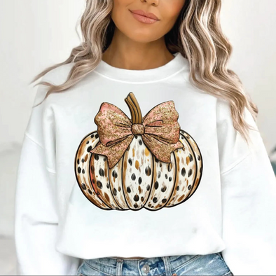 Colorful Coquette Gold Glitter Pumpkin  - DTF Transfer