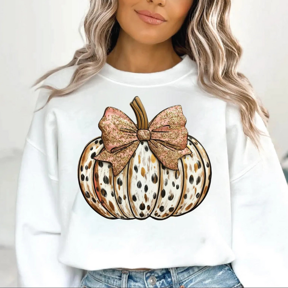 Colorful Coquette Gold Glitter Pumpkin  - DTF Transfer