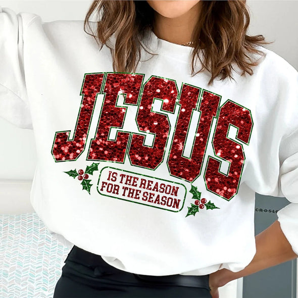 Jesus The Reason For The Season Glitter - DTF Transfer