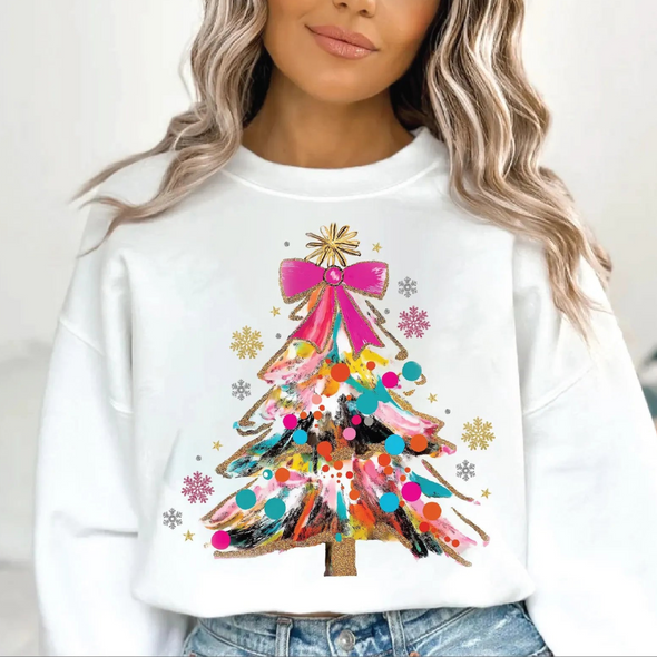 Colorful Coquette Glitter Christmas Tree  - DTF Transfer