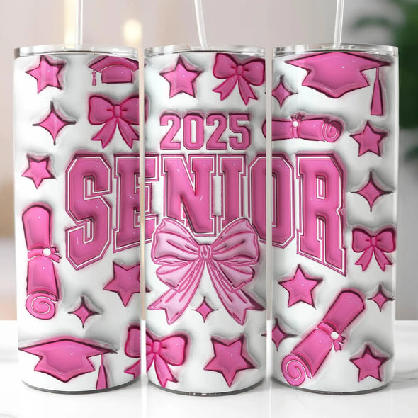 Pink 2025 Senior - 20 oz Skinny Tumbler Sublimation Transfers