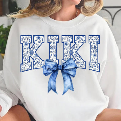 Kiki Floral Toile Blue - DTF Transfer