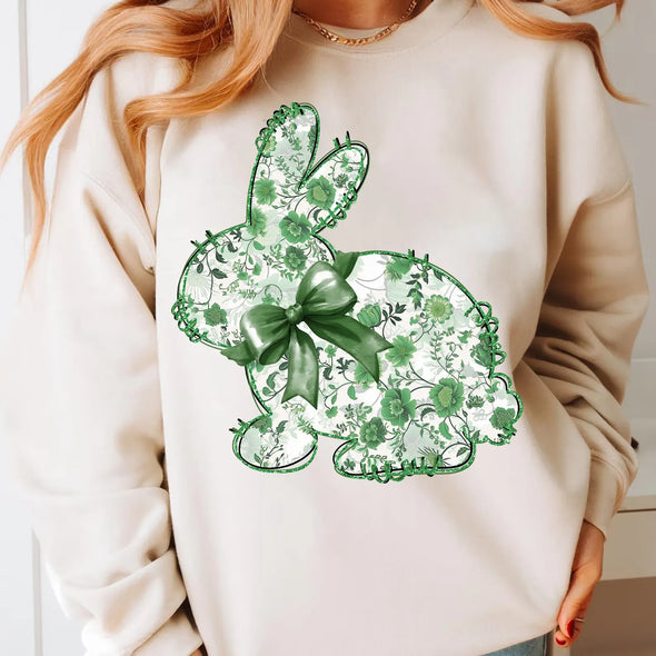 Green Floral Bunny - DTF