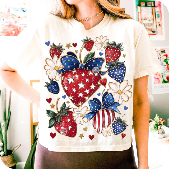 Boho 4th of July Strawberry - DTF Transfer
