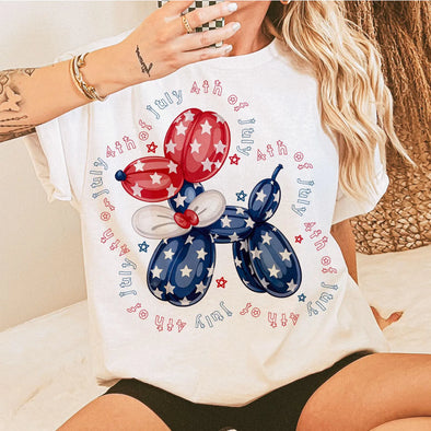 Cute Fourth of July Balloon Dog - DTF Transfer
