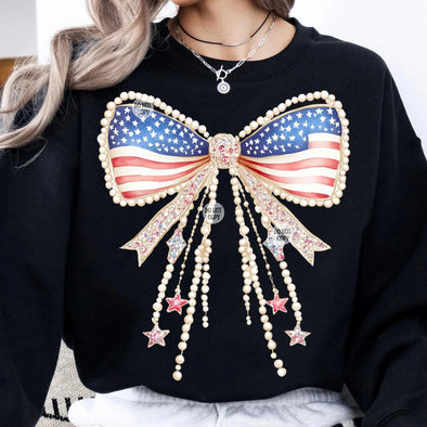 Patriotic Pearl Bow  - DTF Transfer