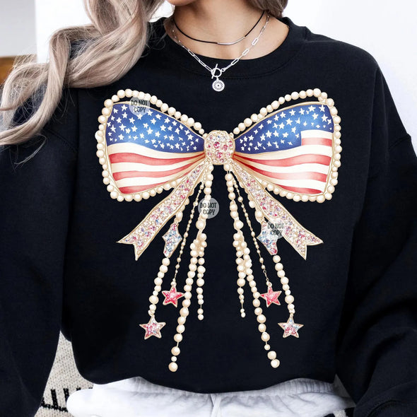 Patriotic Pearl Bow  - DTF Transfer