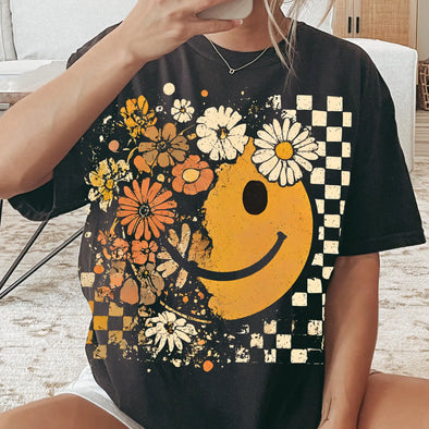 Foral Fall Smiley Face   - DTF Transfer