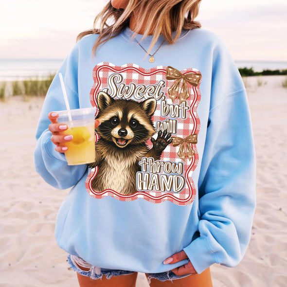 Sweet But Will Throw Hand Raccoon  - DTF Transfer