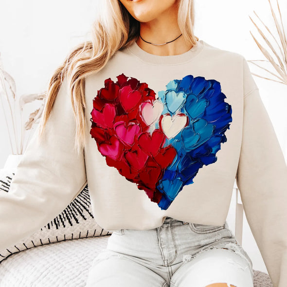 4th Of July Day Heart Brushstroke - DTF Transfer