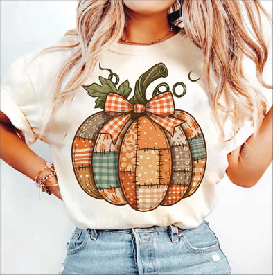 Vintage Patchwork Pumpkin  - DTF Transfer