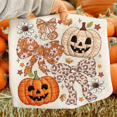 Floral Patchwork Pumpkin  - DTF Transfer