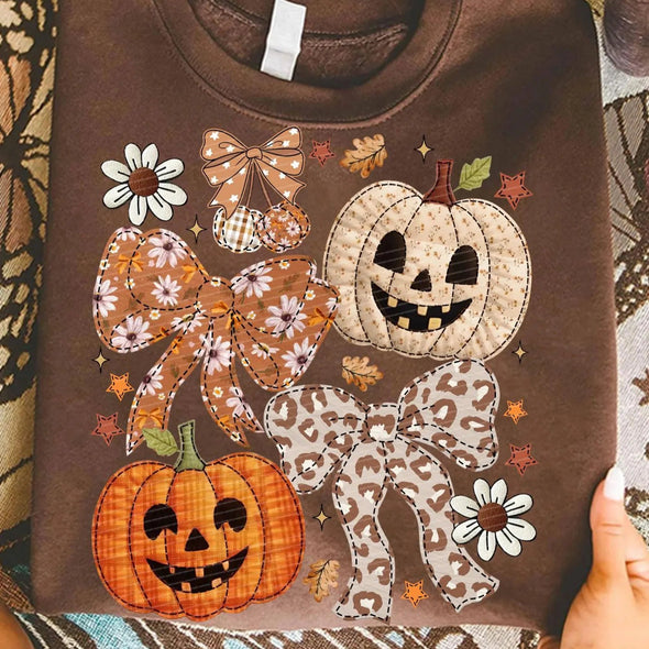 Floral Patchwork Pumpkin  - DTF Transfer