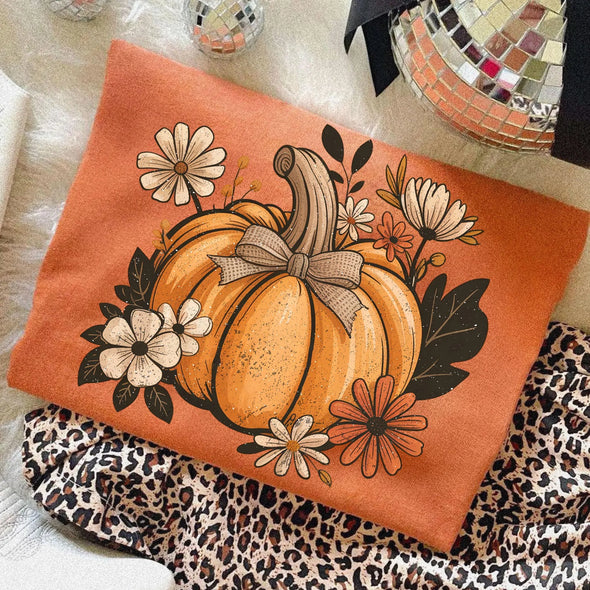 Floral Fall Pumpkin  - DTF Transfer