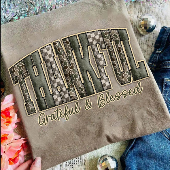 Thankful Grateful Blessed Camo - DTF