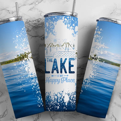Lake Is My Happy Place - 20 oz Skinny Tumbler Sublimation Transfers