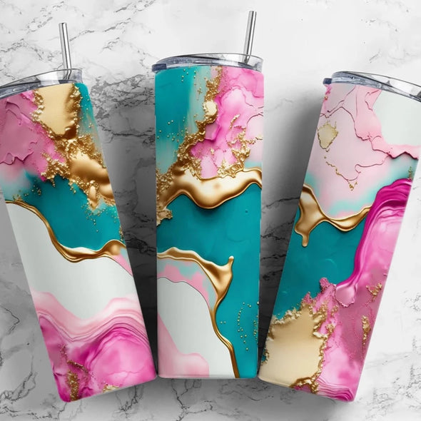 Pink and Gold - 20 oz Skinny Tumbler Sublimation Transfers