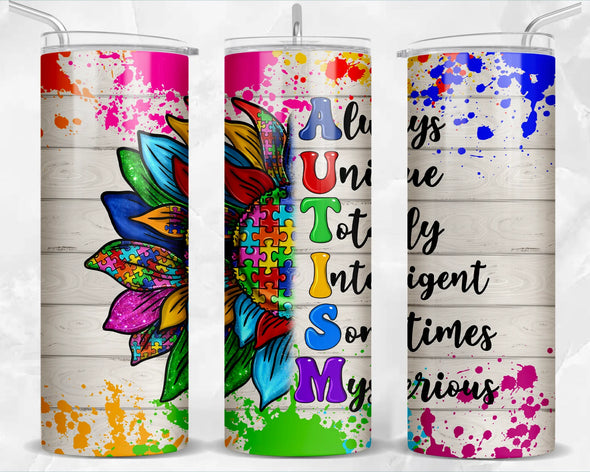 Autism Awareness  - 20 oz Skinny Tumbler Sublimation Transfers