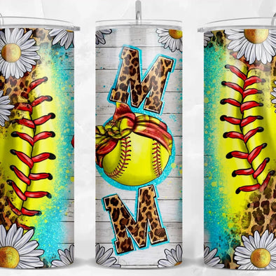 Softball Mom Leopard   - 20 oz Skinny Tumbler Sublimation Transfers