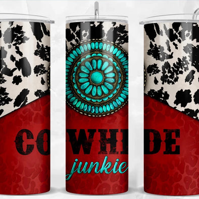 Cowhide Junkie  - 20 oz Skinny Tumbler Sublimation Transfers