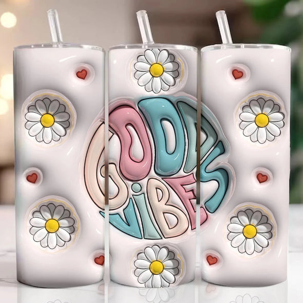 Good Vibes - 20 oz Skinny Tumbler Sublimation Transfers