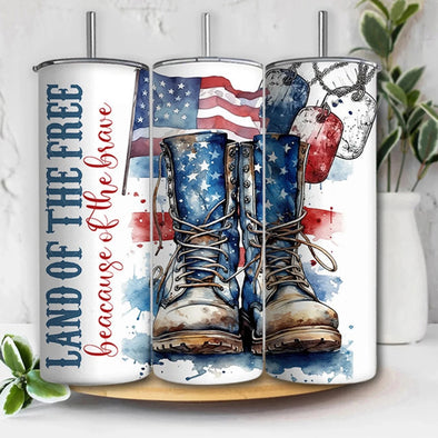 Land of the Free -  20 oz Skinny Tumbler Sublimation Transfers