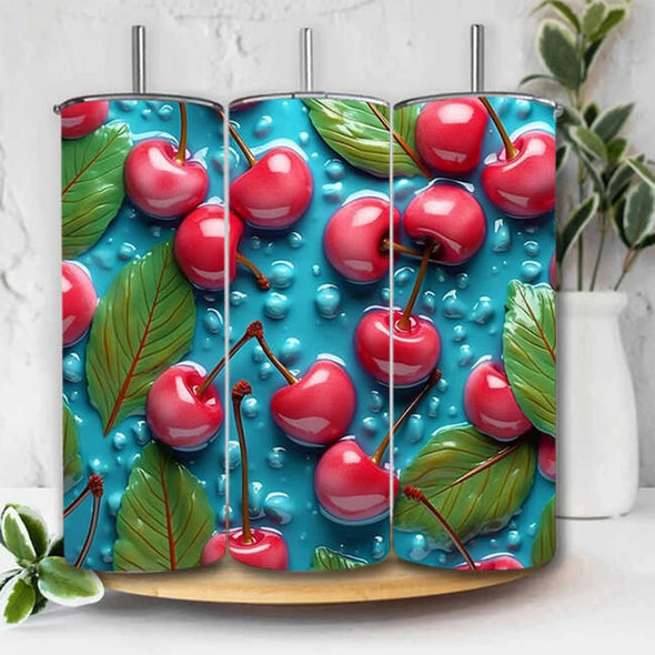 Red Cherry - 20 oz Skinny Tumbler Sublimation Transfers