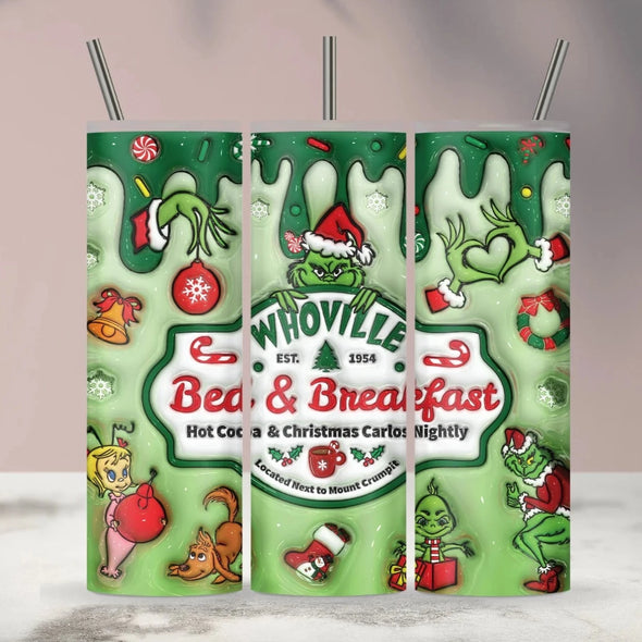 Whoville Bed & Breakfast Inflated - 20 oz Skinny Tumbler Sublimation Transfers