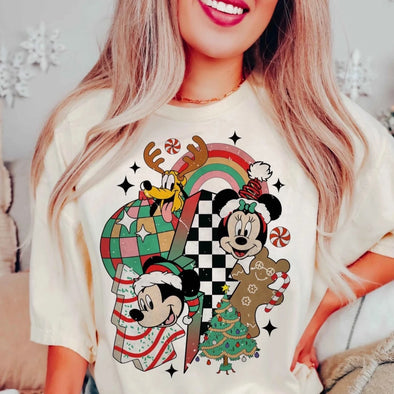 Retro Mouse And Friends Christmas Collage - DTF Transfer