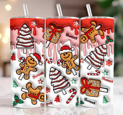 Pink Gingerbread - 20 oz Skinny Tumbler Sublimation Transfers