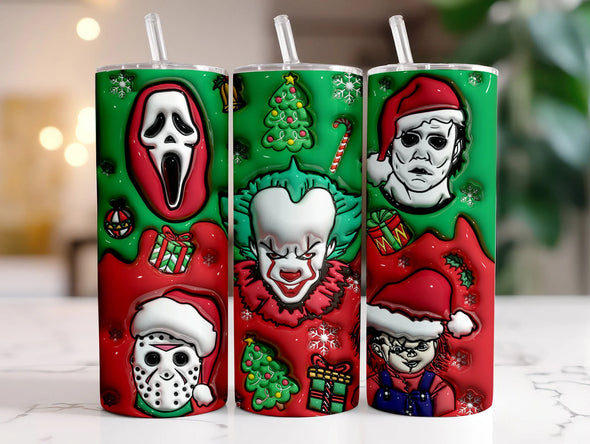 Movie Thriller Christmas - 20 oz Skinny Tumbler Sublimation Transfers