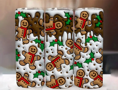 3D Gingerbread - 20 oz Skinny Tumbler Sublimation Transfers