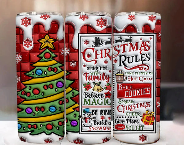 Christmas Rules  Inflated - 20 oz Skinny Tumbler Sublimation Transfers