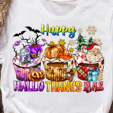 Happy Hallothanksmas Cupcakes  - DTF Transfer