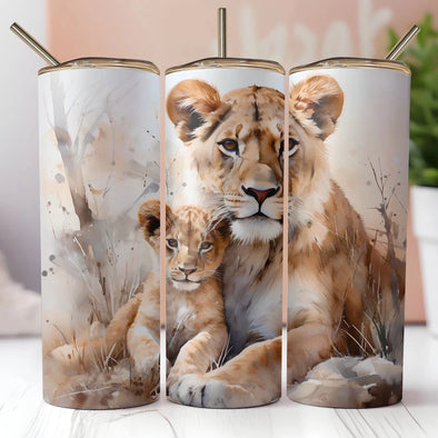 Mom and Baby Lion - 20 oz Skinny Tumbler Sublimation Transfers