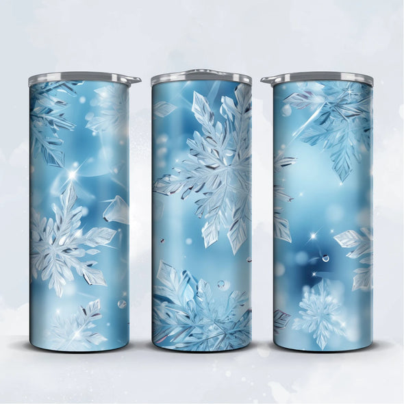 Snow Flakes - 20 oz Skinny Tumbler Sublimation Transfers