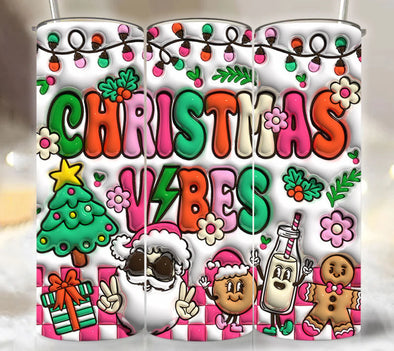 Christmas Vibes Inflated - 20 oz Skinny Tumbler Sublimation Transfers