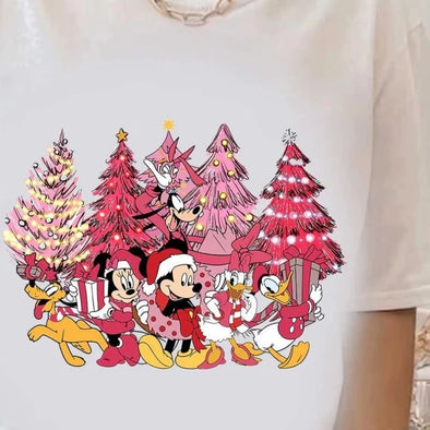 Pink Christmas Mouse And Friends - DTF Transfer