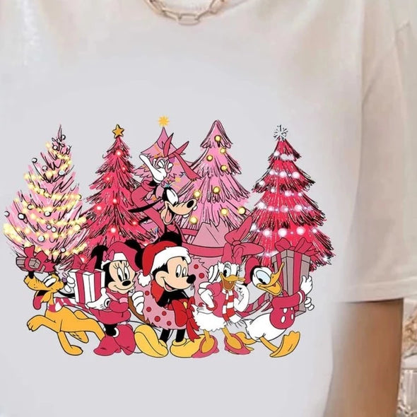 Pink Christmas Mouse And Friends - DTF Transfer