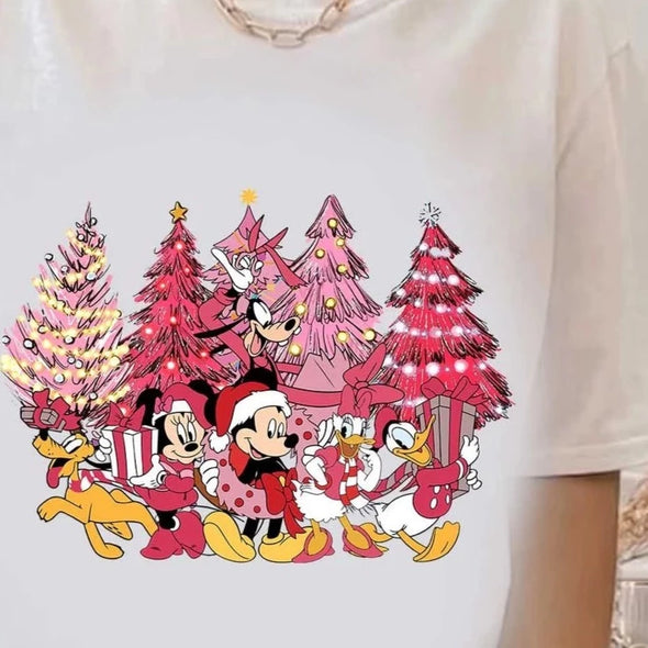 Pink Christmas Mouse And Friends - DTF Transfer