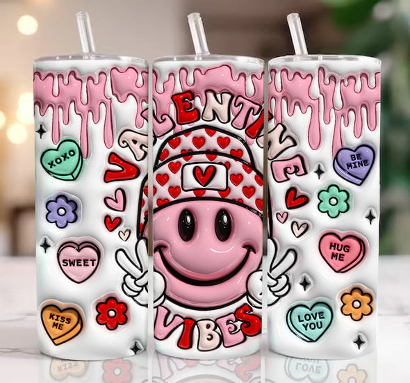 3D Valentine Vibes Inflated - 20 oz Skinny Tumbler Sublimation Transfers